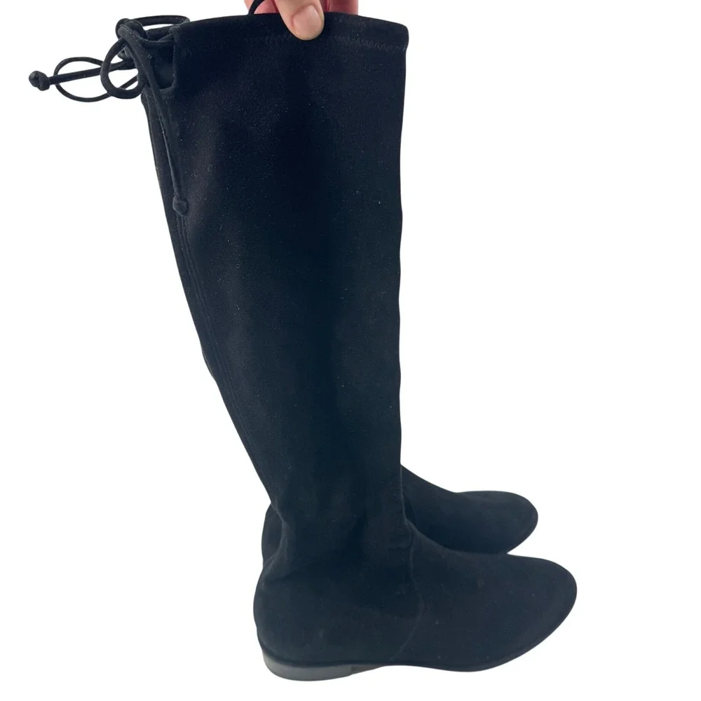 Stuart Weitzman Kneezee Boots Size 6.5 Black Stretch Suede Knee High Riding